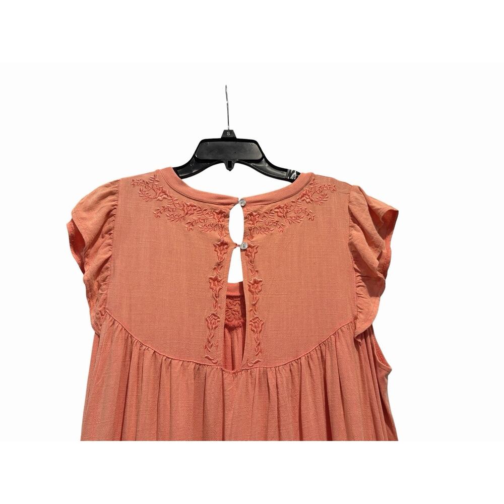 POL Top Sleeveless Coral Embroidered Boho Flowy Ruffle M - Picture 6 of 12